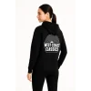 Üç İplik Kapüşonlu Ön Ve Arka Baskılı SweatShirt Hoodie - Siyah
