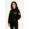 Üç İplik Kapüşonlu Ön Ve Arka Baskılı SweatShirt Hoodie - Siyah