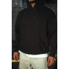 Üç İplik Penye Kapşonlu Basic SweatShirt - Siyah