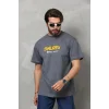 Unisex Basic Bisiklet Yaka Oversize T-Shirt - Füme