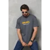 Unisex Basic Bisiklet Yaka Oversize T-Shirt - Füme
