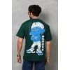 Unisex Basic Bisiklet Yaka Oversize T-Shirt - Yeşil