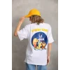 Unisex Baskılı Oversize T-Shirt - Beyaz