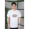 Unisex Baskılı Oversize T-Shirt - Beyaz