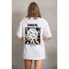 Unisex Baskılı Oversize T-Shirt - Beyaz