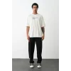 Unisex Baskılı Oversize T-Shirt - Beyaz