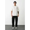 Unisex Baskılı Oversize T-Shirt - Beyaz