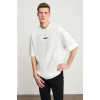 Unisex Baskılı Oversize T-Shirt - Beyaz