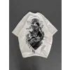 Unisex Baskılı Oversize T-Shirt - Beyaz