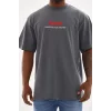 Unisex Baskılı Oversize T-Shirt - Füme