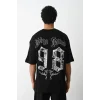 Unisex Baskılı Oversize T-Shirt - Siyah