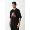 Unisex Baskılı Oversize T-Shirt - Siyah
