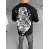 Unisex Baskılı Oversize T-Shirt - Siyah