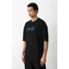 Unisex Baskılı Oversize T-Shirt - Siyah