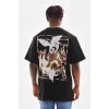 Unisex Baskılı Oversize T-Shirt - Siyah