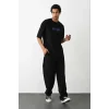Unisex Baskılı Oversize T-Shirt - Siyah