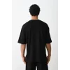 Unisex Baskılı Oversize T-Shirt - Siyah
