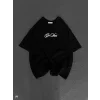 Unisex Baskılı Oversize T-Shirt - Siyah