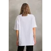 Unisex Bisiklet Yaka 20/1 Düz Oversize T-Shirt - Beyaz