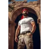 Unisex Bisiklet Yaka Baskılı Oversize T-Shirt - Beyaz