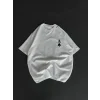 Unisex Bisiklet Yaka Baskılı Oversize T-Shirt - Beyaz