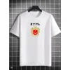 Unisex Bisiklet Yaka Baskılı Oversize T-Shirt - Beyaz