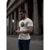 Unisex Bisiklet Yaka Baskılı Oversize T-Shirt - Beyaz
