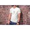 Unisex Bisiklet Yaka Baskılı Oversize T-Shirt - Beyaz