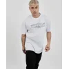 Unisex Bisiklet Yaka Baskılı Oversize T-Shirt - Beyaz