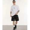 Unisex Bisiklet Yaka Baskılı Oversize T-Shirt - Beyaz
