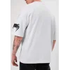 Unisex Bisiklet Yaka Baskılı Oversize T-Shirt - Beyaz