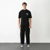 Unisex Bisiklet Yaka Baskılı Oversize T-Shirt - Siyah