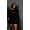 Unisex Bisiklet Yaka Baskılı Oversize T-Shirt - Siyah