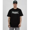 Unisex Bisiklet Yaka Baskılı Oversize T-Shirt - Siyah