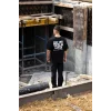 Unisex Bisiklet Yaka Baskılı Oversize T-Shirt - Siyah