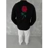 Unisex Bisiklet Yaka Ön Ve Arka Baskılı SweatShirt - Siyah