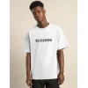 Unisex Bisiklet Yaka Oversize Baskılı T-Shirt - Beyaz