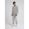 Unisex Biskilet Yaka Üç İplik SweatShirt - Gri