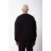 Unisex Biskilet Yaka Üç İplik SweatShirt - Siyah