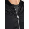 Unisex İçi Astarlı Düz Bomber Ceket - Siyah