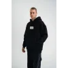 Unisex Kapşonlu Uzun Kol Patchli Nakışlı SweatShirt - Siyah