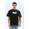 Unisex Ön Ve Kol Baskılı Oversize T-shirt - Siyah