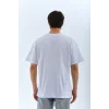 Unisex Oversize Düz Bisiklet Yaka T-Shirt - Beyaz