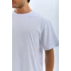 Unisex Oversize Düz Bisiklet Yaka T-Shirt - Beyaz