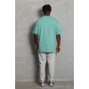 Unisex Oversize Düz Bisiklet Yaka T-Shirt - Mint Yeşili