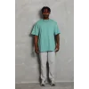 Unisex Oversize Düz Bisiklet Yaka T-Shirt - Mint Yeşili