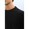 Unisex Oversize Düz Bisiklet Yaka T-Shirt - Siyah