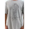 Unisex Oversize Taşlı Bisiklet Yaka T-Shirt - Gri