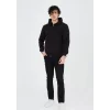 Unisex Tam Fermuarlı Kapşonlu  SweatShirt - Siyah
