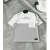Unisex Torba Cep Detaylı  Parçalı T-Shirt - Gri